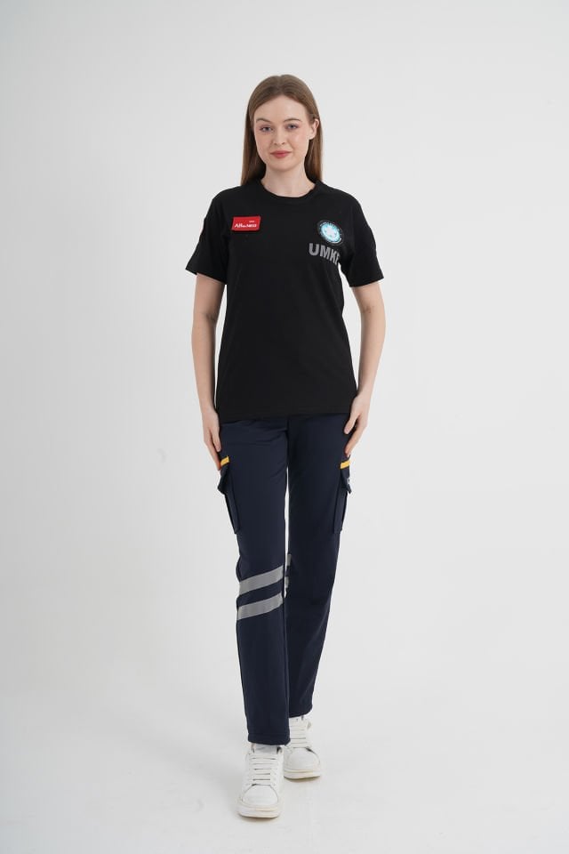 Yeni UMKE Siyah Sıfır Yaka Comfort T-shirt (Unisex-Fileli)