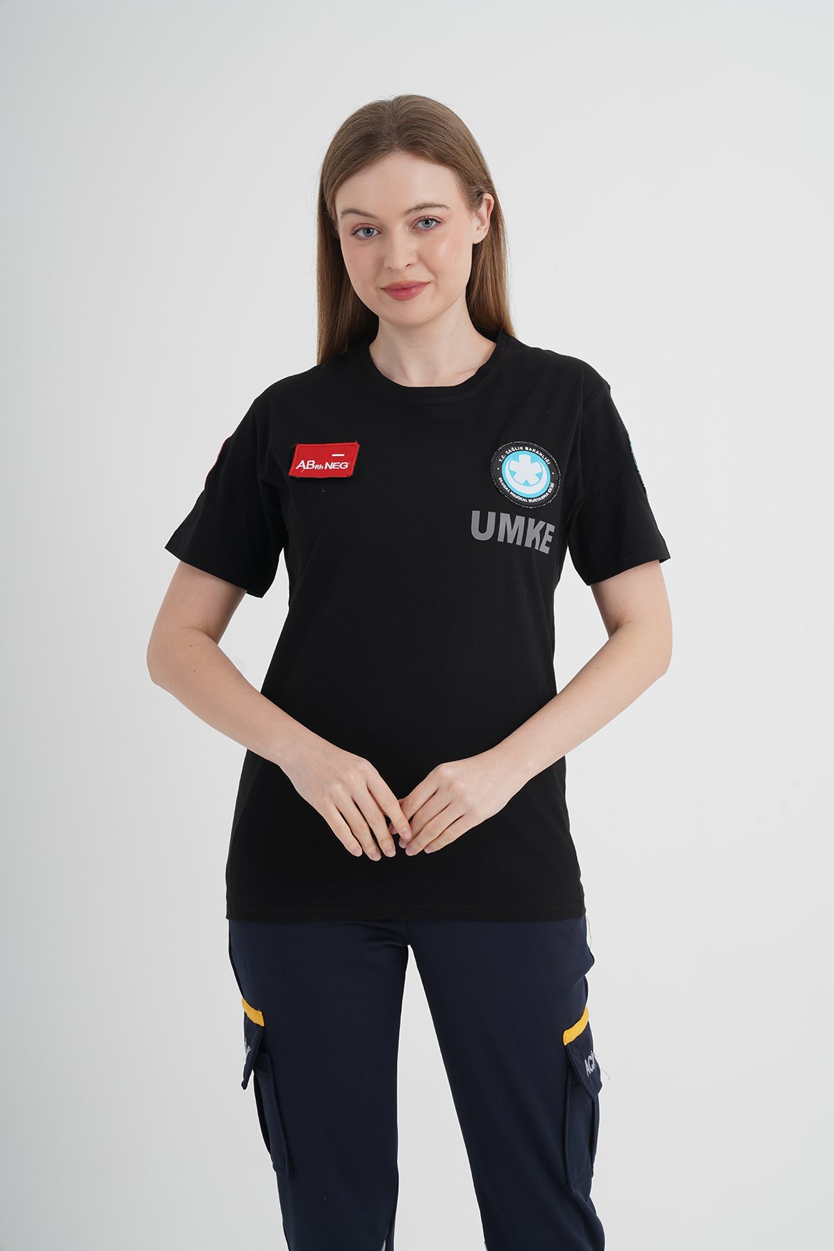 Yeni UMKE Siyah Sıfır Yaka Comfort T-shirt (Unisex-Fileli)