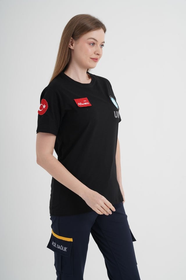 Yeni UMKE Siyah Sıfır Yaka Comfort T-shirt (Unisex-Fileli)