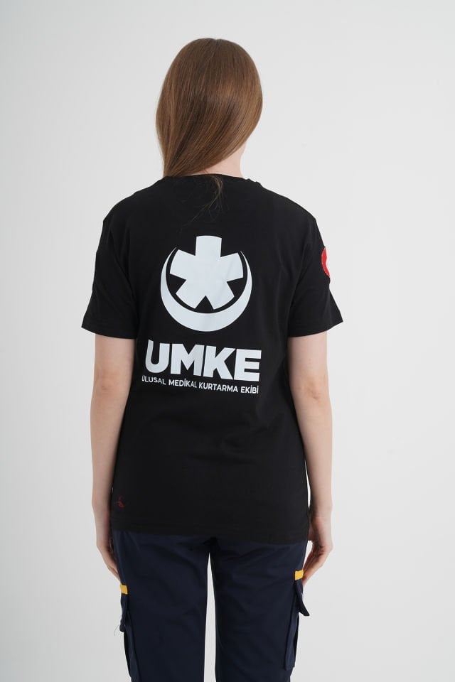 Yeni UMKE Siyah Sıfır Yaka Comfort T-shirt (Unisex-Fileli)