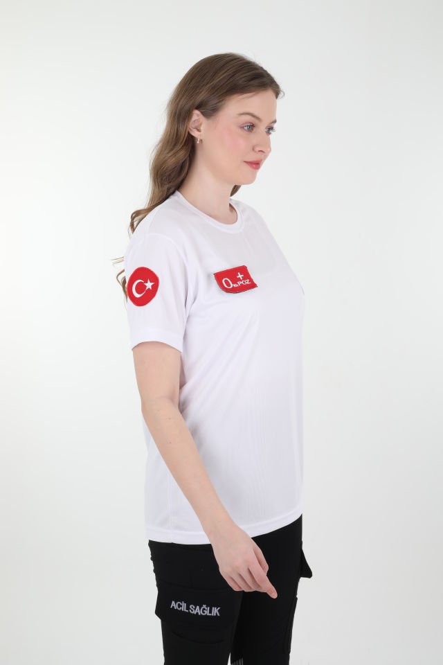 Beyaz Evde Sağlık Comfort T-shirt (Fileli-Unisex)