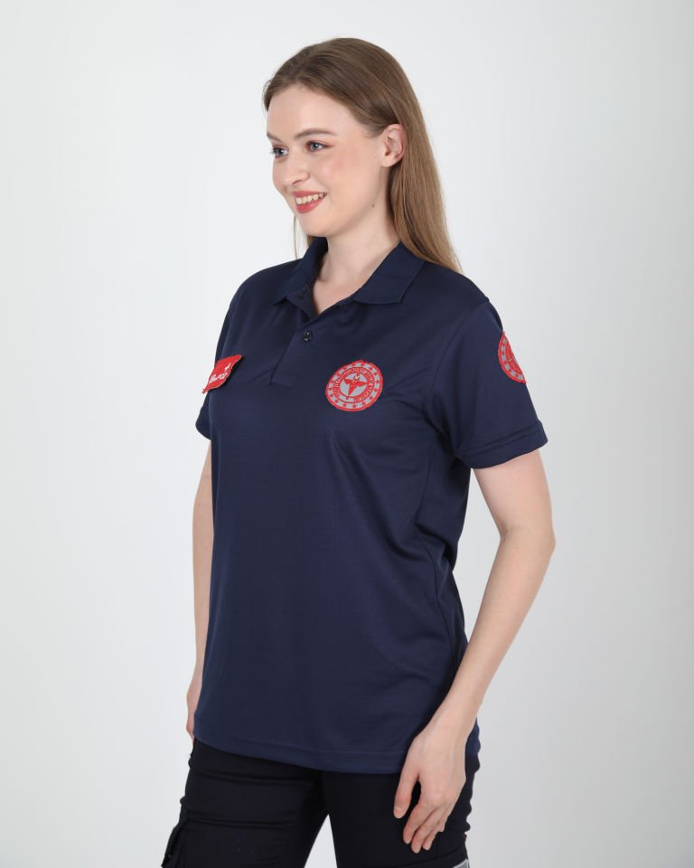 112 Acil Sağlık Comfort Polo Yaka Lacivert T-Shirt(Fileli-Unisex)