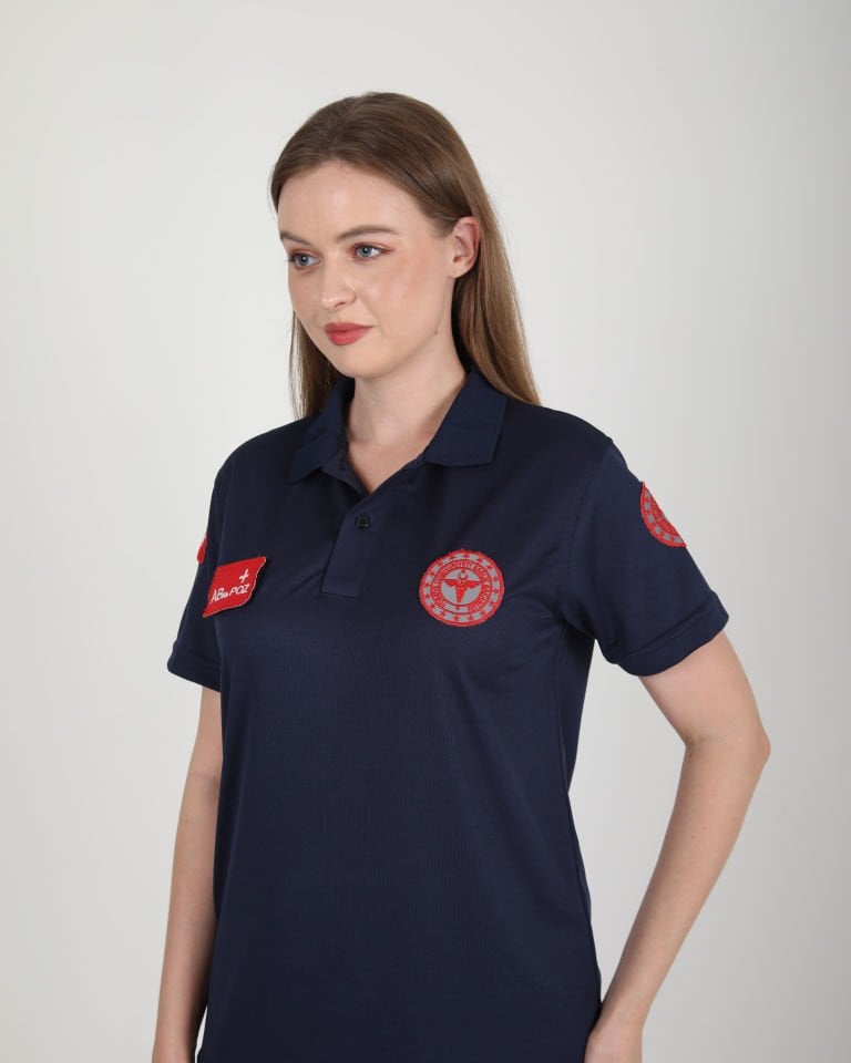 112 Acil Sağlık Comfort Polo Yaka Lacivert T-Shirt(Fileli-Unisex)