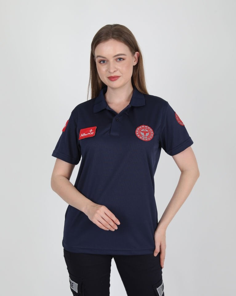 112 Acil Sağlık Comfort Polo Yaka Lacivert T-Shirt(Fileli-Unisex)