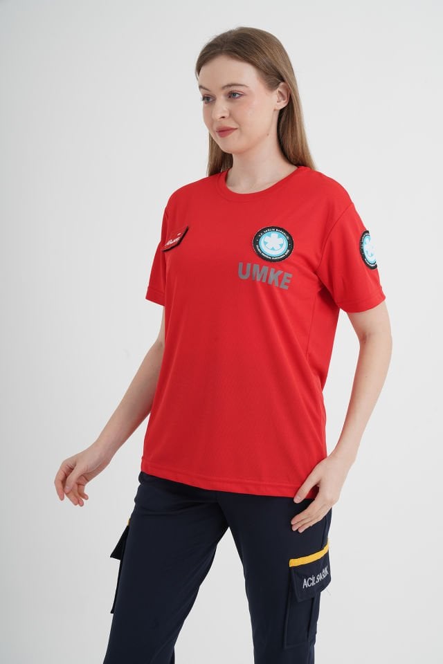 UMKE Sıfır Yaka Kırmızı Comfort T-Shirt (Unisex)