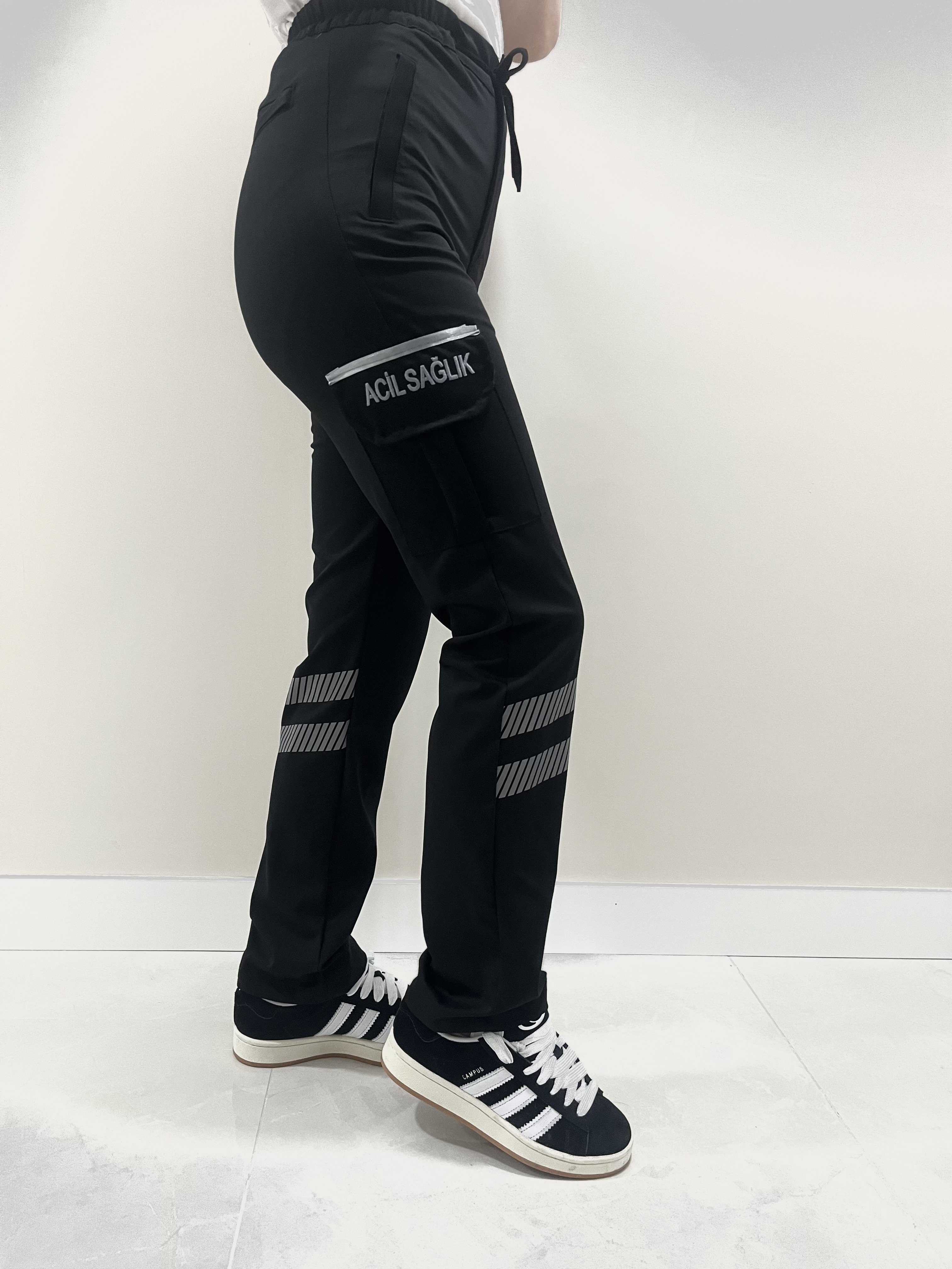 YENİ Premium Acil Sağlık Siyah Likralı Pantolon (Unisex)