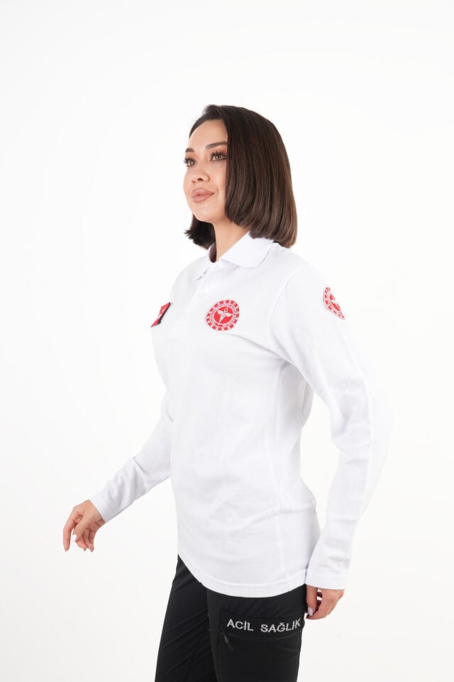 Yeni 112 Acil Sağlık Lacost Beyaz Uzun Kollu T-shirt(Unisex)