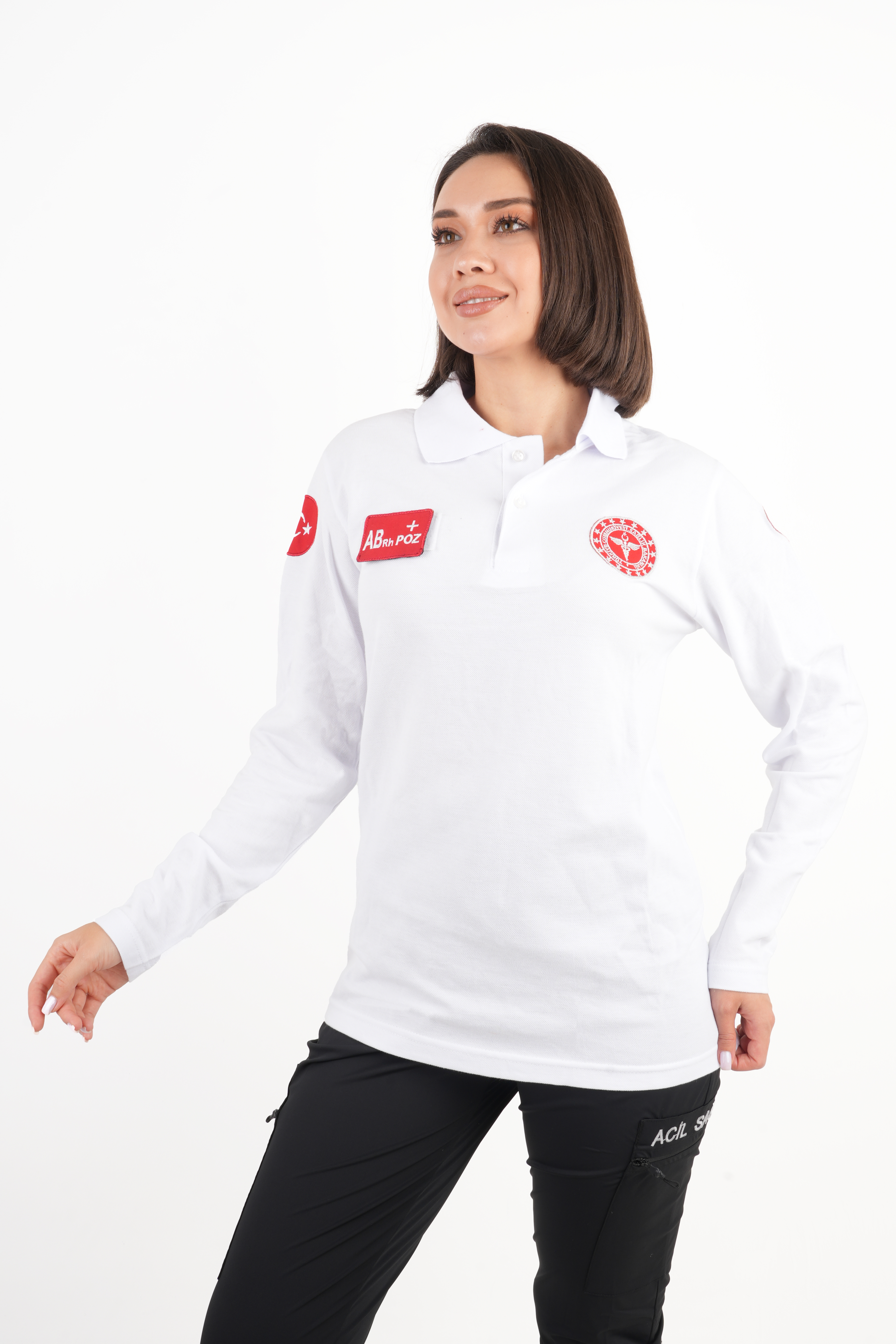 Yeni 112 Acil Sağlık Lacost Beyaz Uzun Kollu T-shirt(Unisex)
